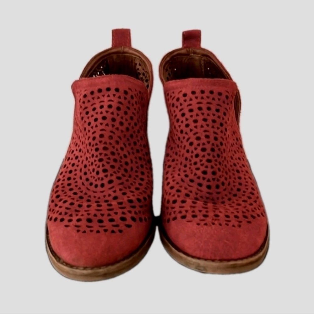 Jeffrey Campbell Rosalee Cut Out Red Suede Heeled Ankle Boots 8